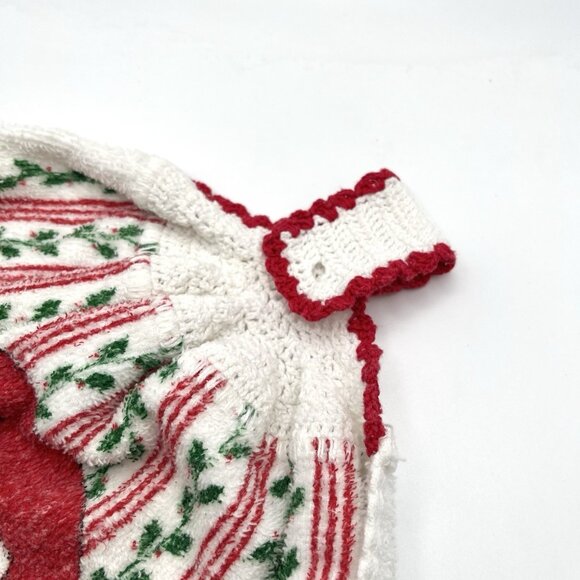 Vintage Crocheted Top Santa Christmas Kitchen Terrycloth Towel Cottage Festive - Picture 4 of 5